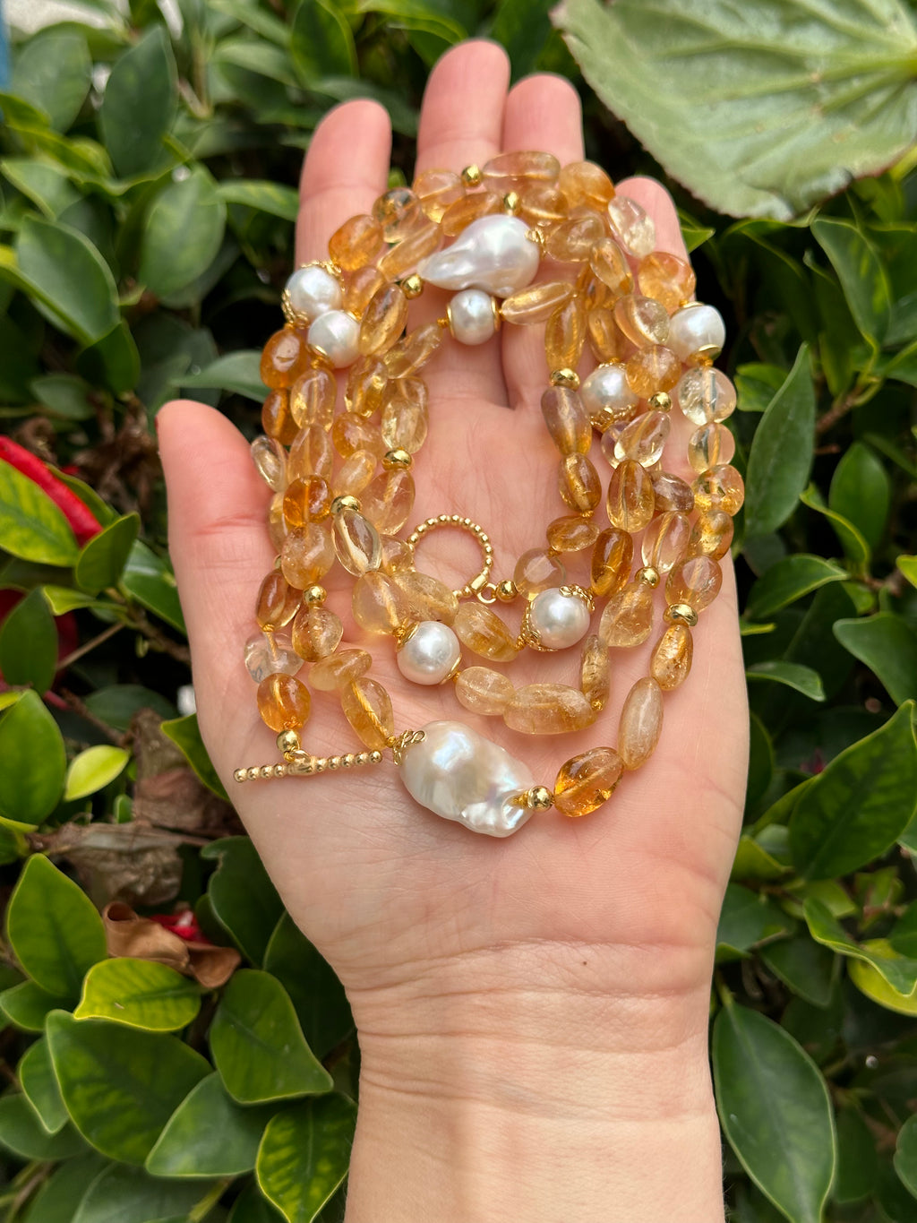 Long Citrine And Pearl Necklace “Sancti Petri”