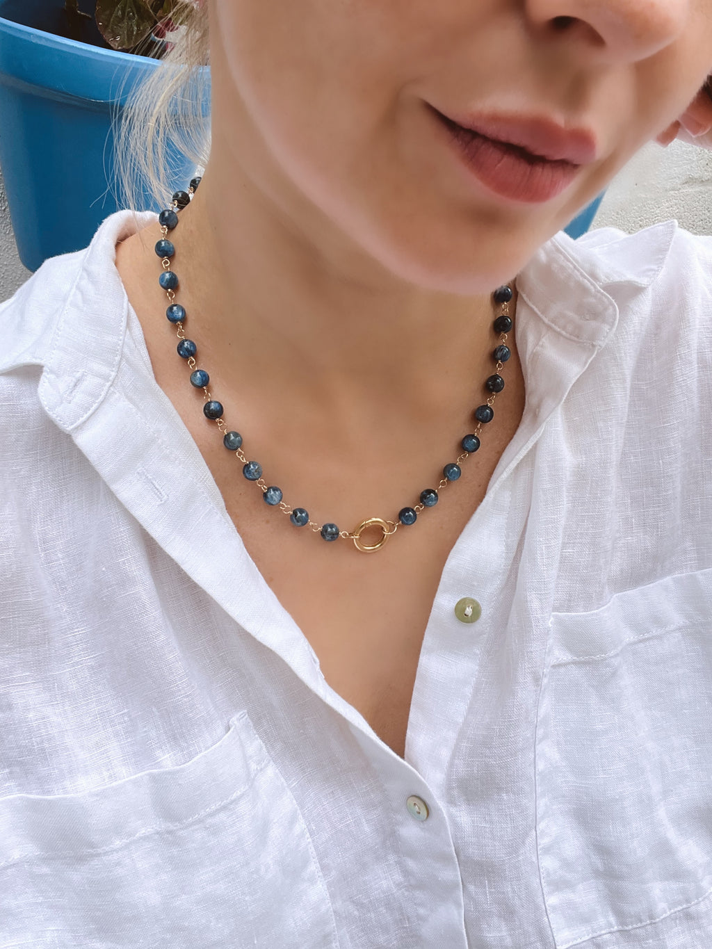 Kyanite Necklaces With Round Removable Clasp