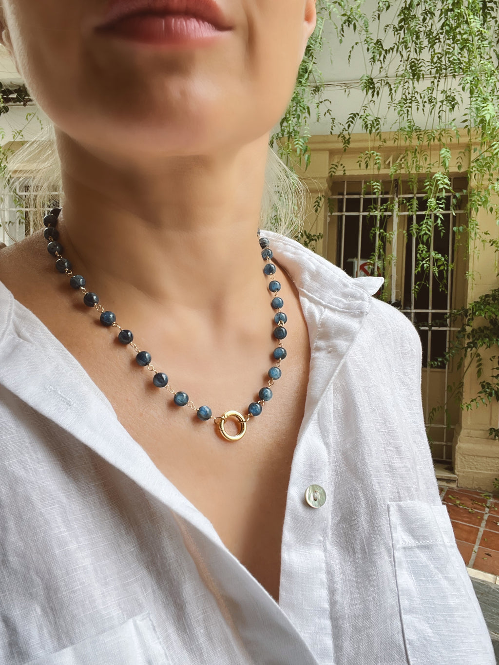 Kyanite Necklaces With Round Removable Clasp