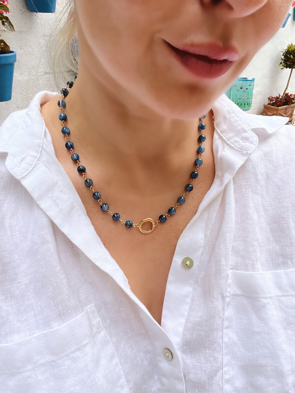 Kyanite Necklaces With Round Removable Clasp