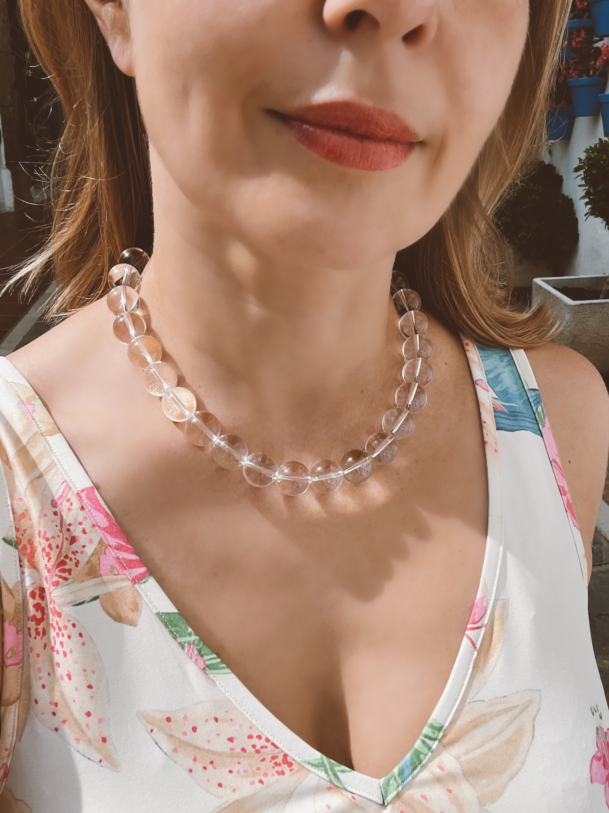 Chunky Rock Crystal Gumball Necklace