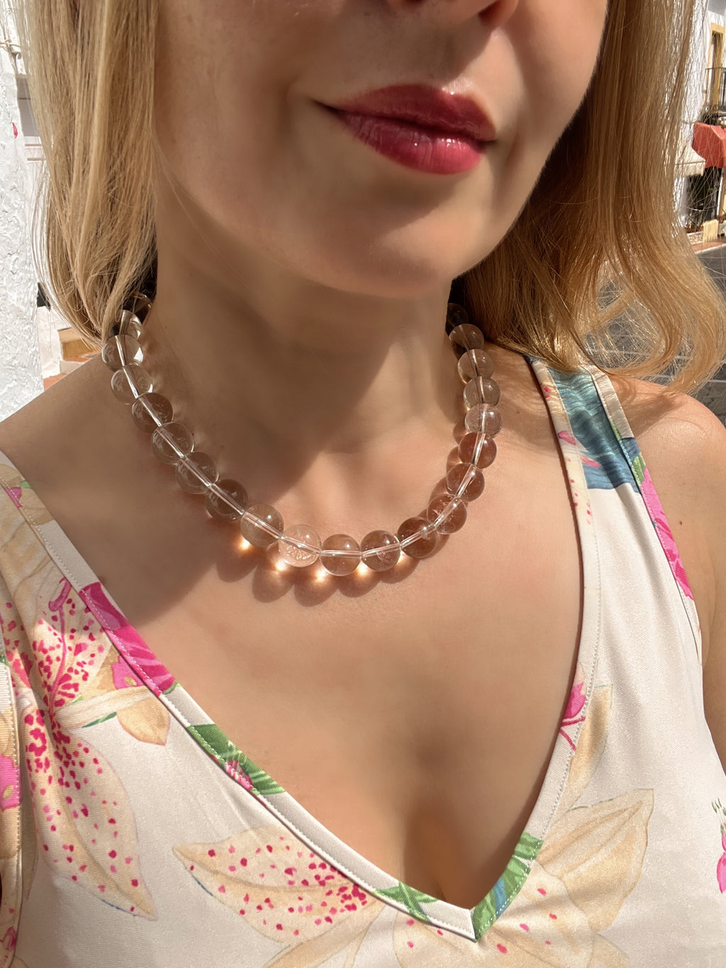 Chunky Rock Crystal Gumball Necklace