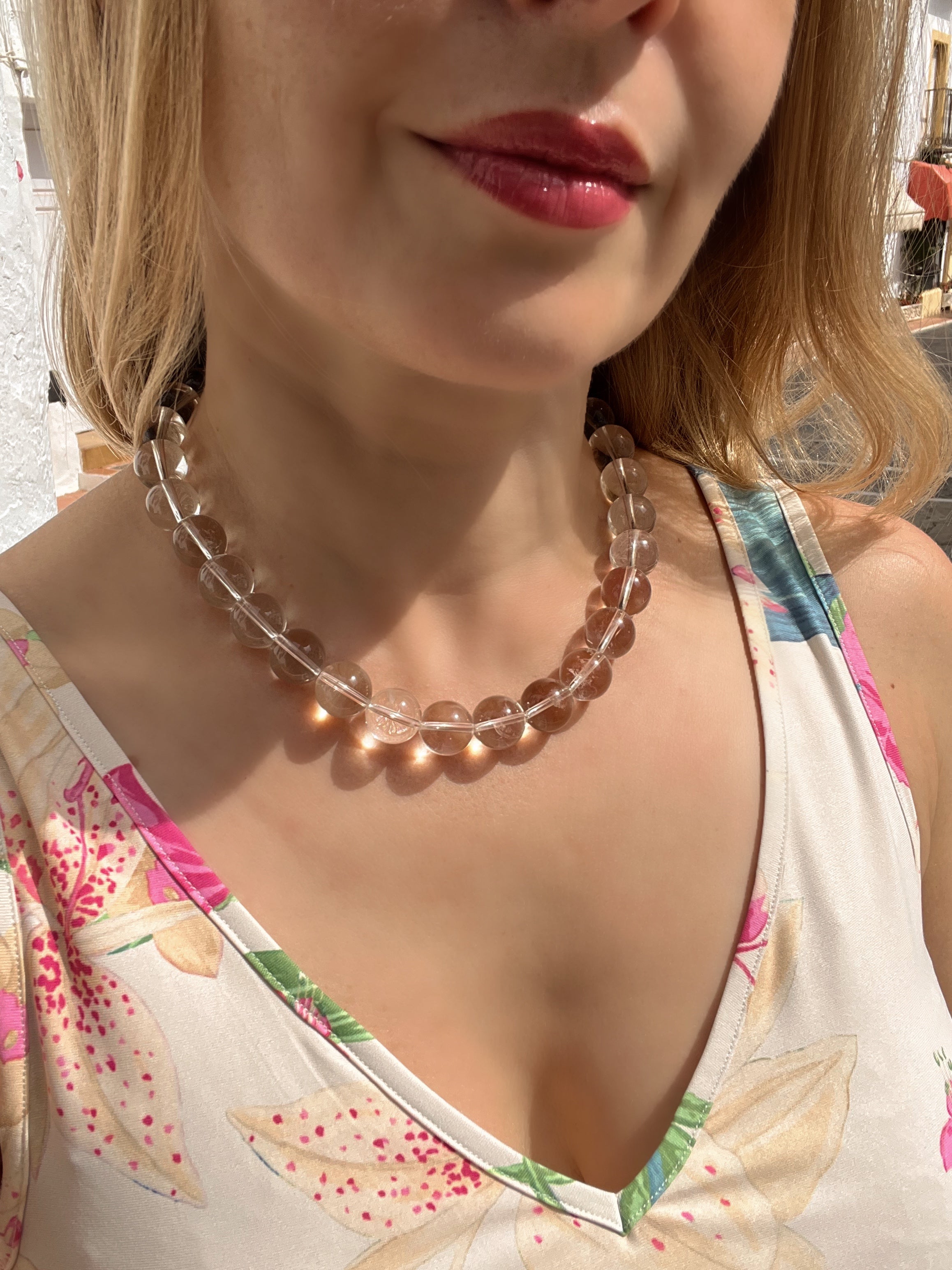 Chunky Rock Crystal Gumball Necklace