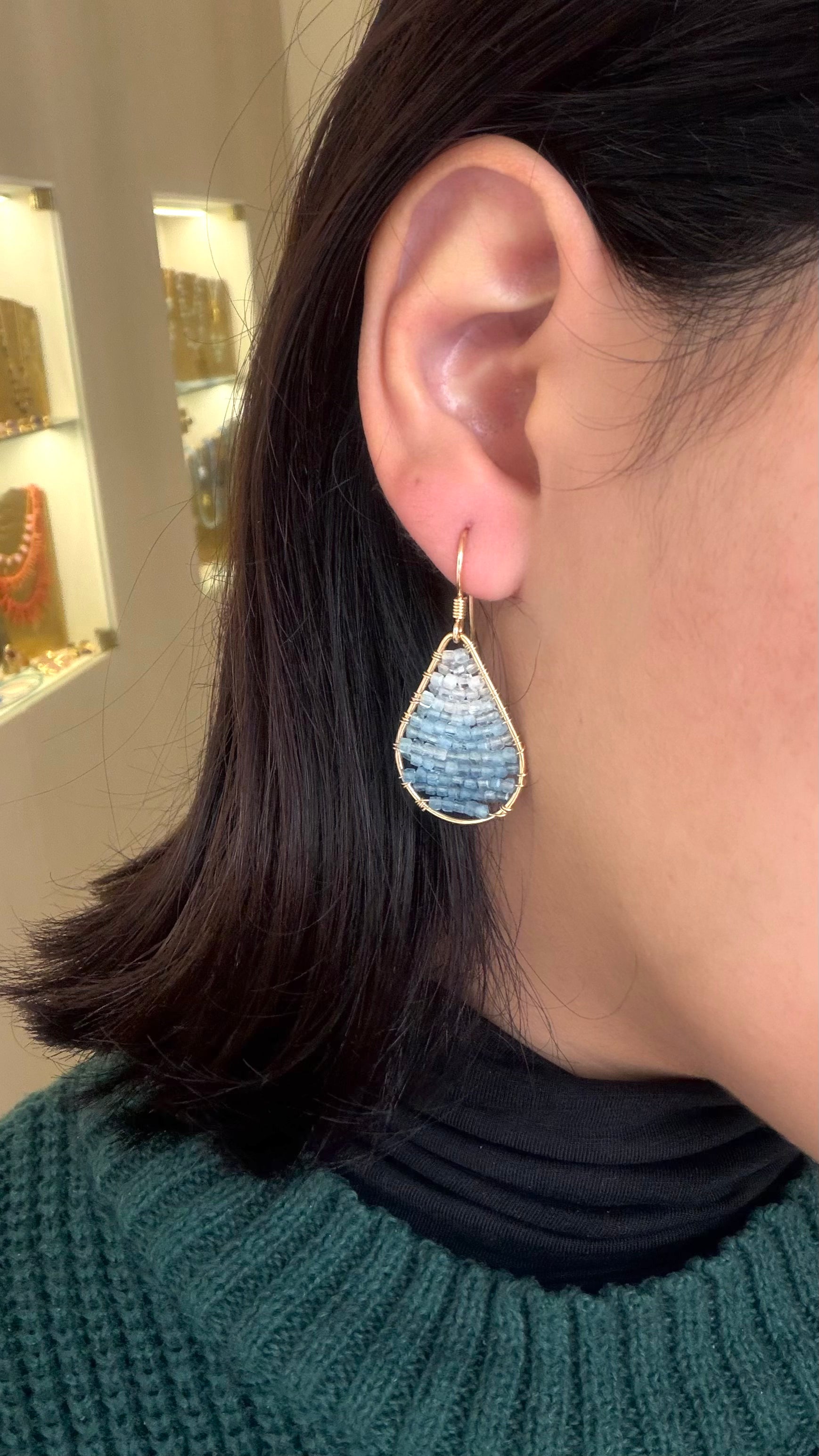 Aquamarine Gradient Teardrop Earrings — Gold Vermeil & Gold-Filled on Sterling Silver