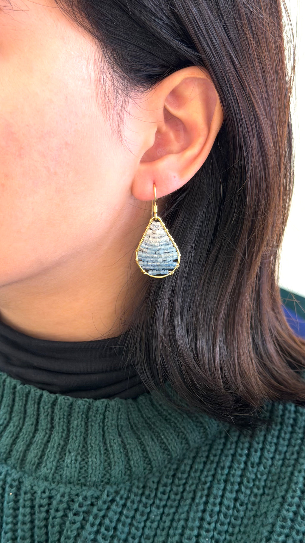 Aquamarine Gradient Teardrop Earrings — Gold Vermeil & Gold-Filled on Sterling Silver