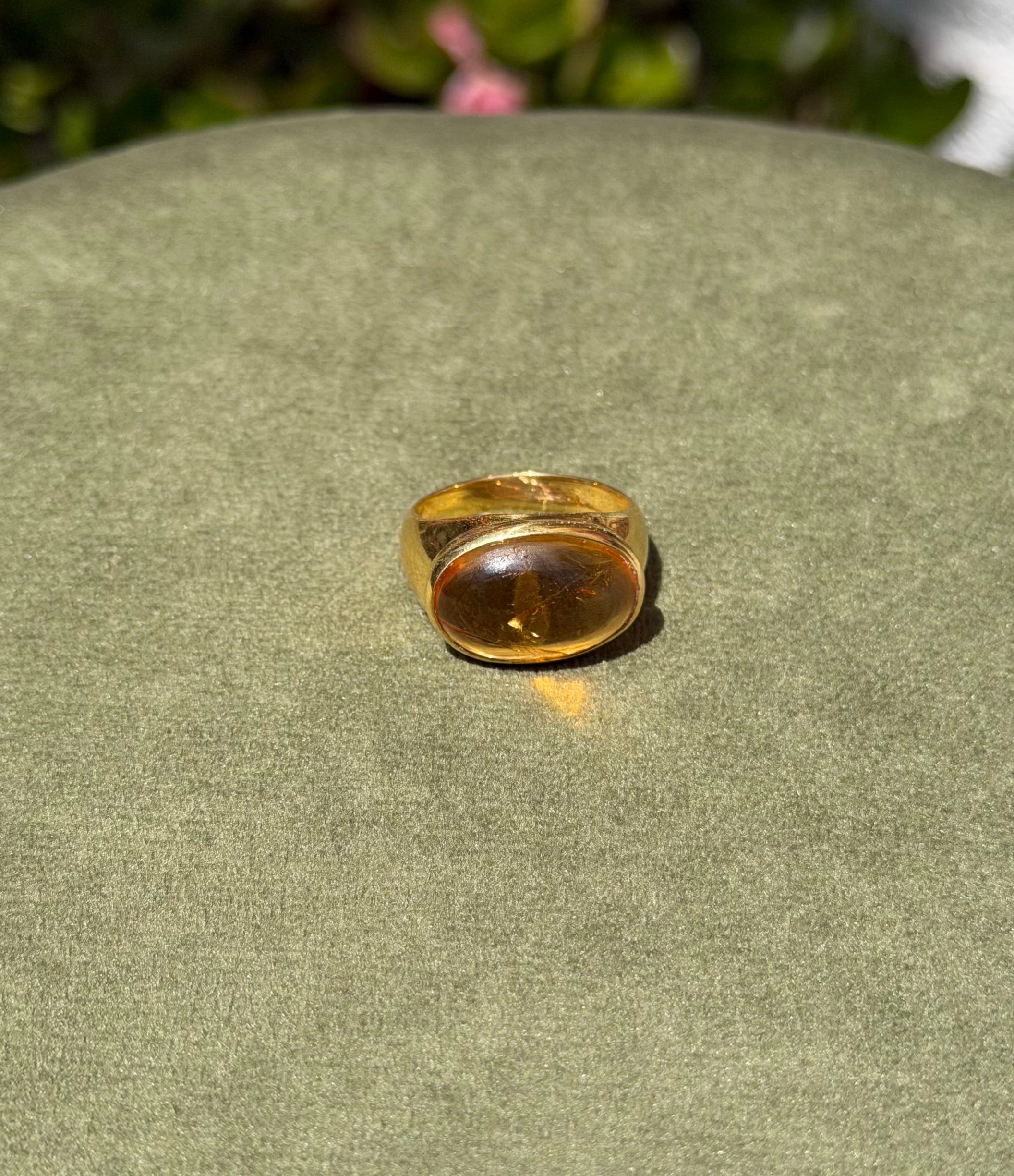 Citrine Cabochon Ring — Gold-Plated Sterling Silver