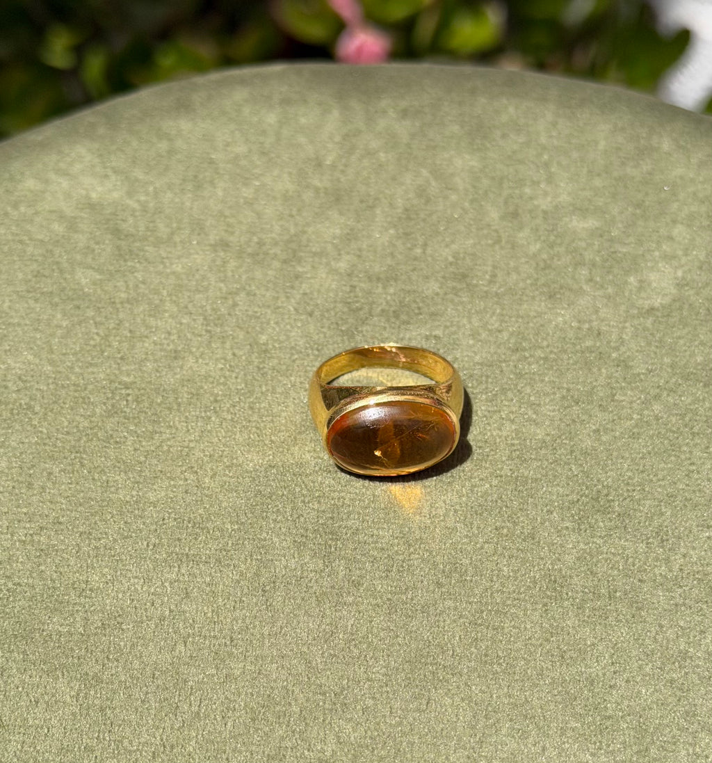 Citrine Cabochon Ring — Gold-Plated Sterling Silver