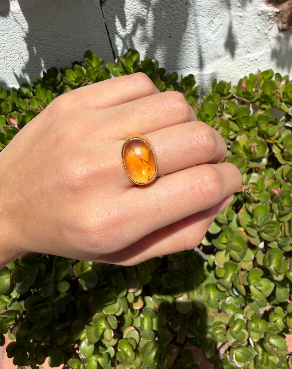 Citrine Cabochon Ring — Gold-Plated Sterling Silver