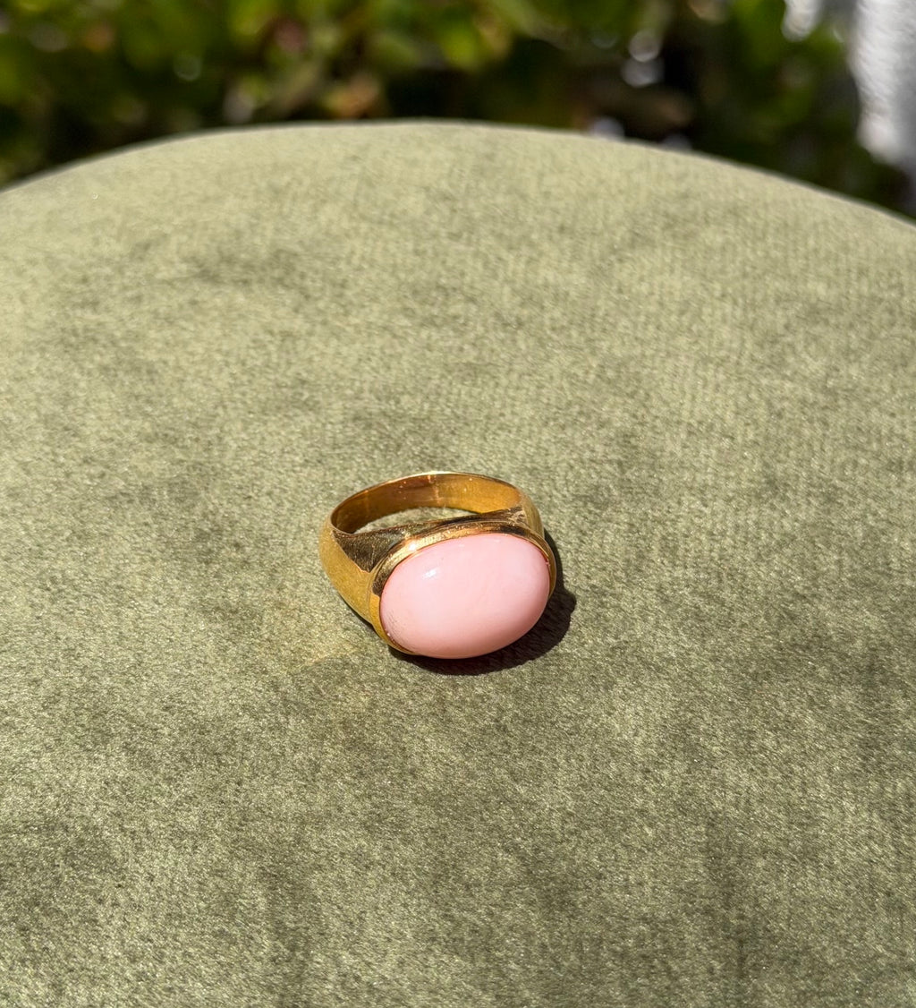Blush Opal Cabochon Ring — Gold-Plated Sterling Silver