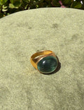 Teal Fluorite Cabochon Ring — Gold-Plated Sterling Silver