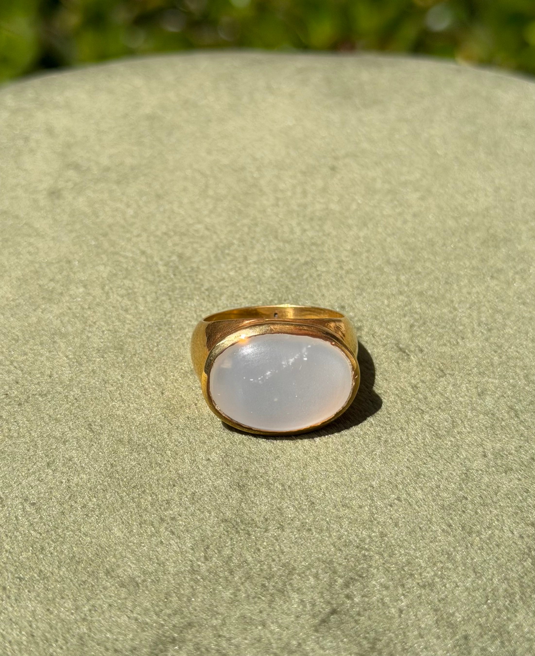 Luminous Moonstone Cabochon Ring — Gold-Plated Sterling Silver
