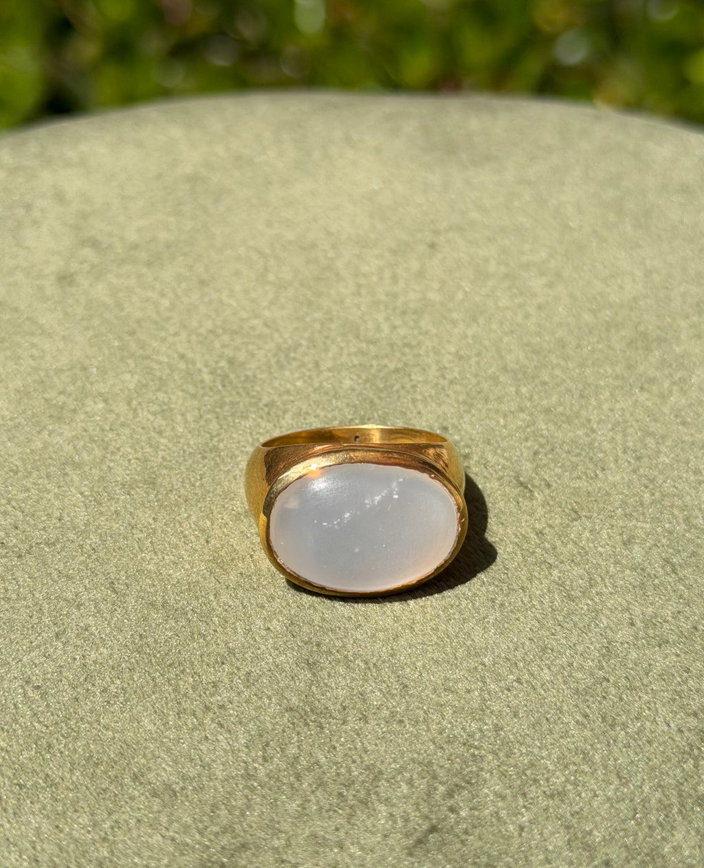 Luminous Moonstone Cabochon Ring — Gold-Plated Sterling Silver