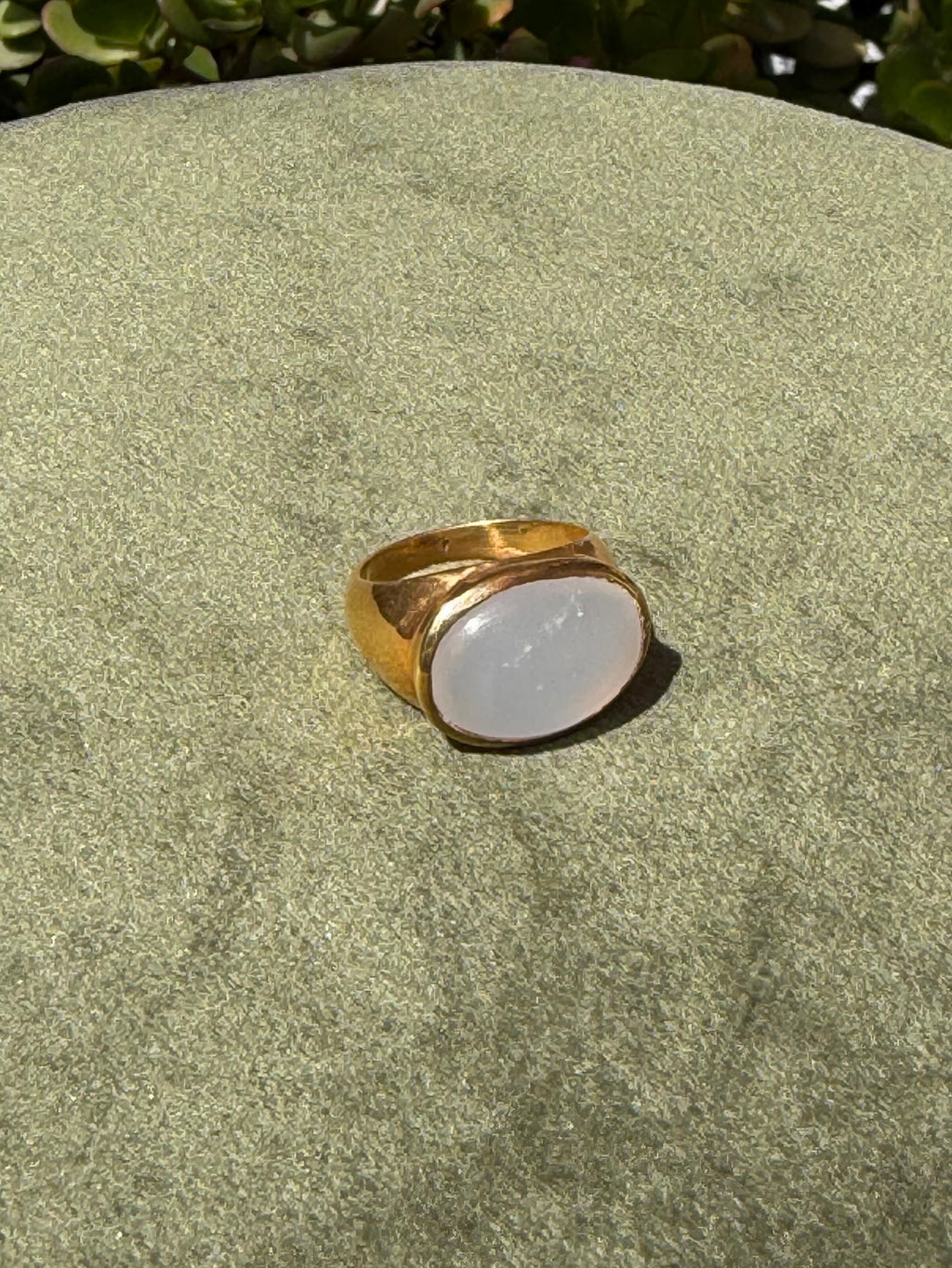 Luminous Moonstone Cabochon Ring — Gold-Plated Sterling Silver