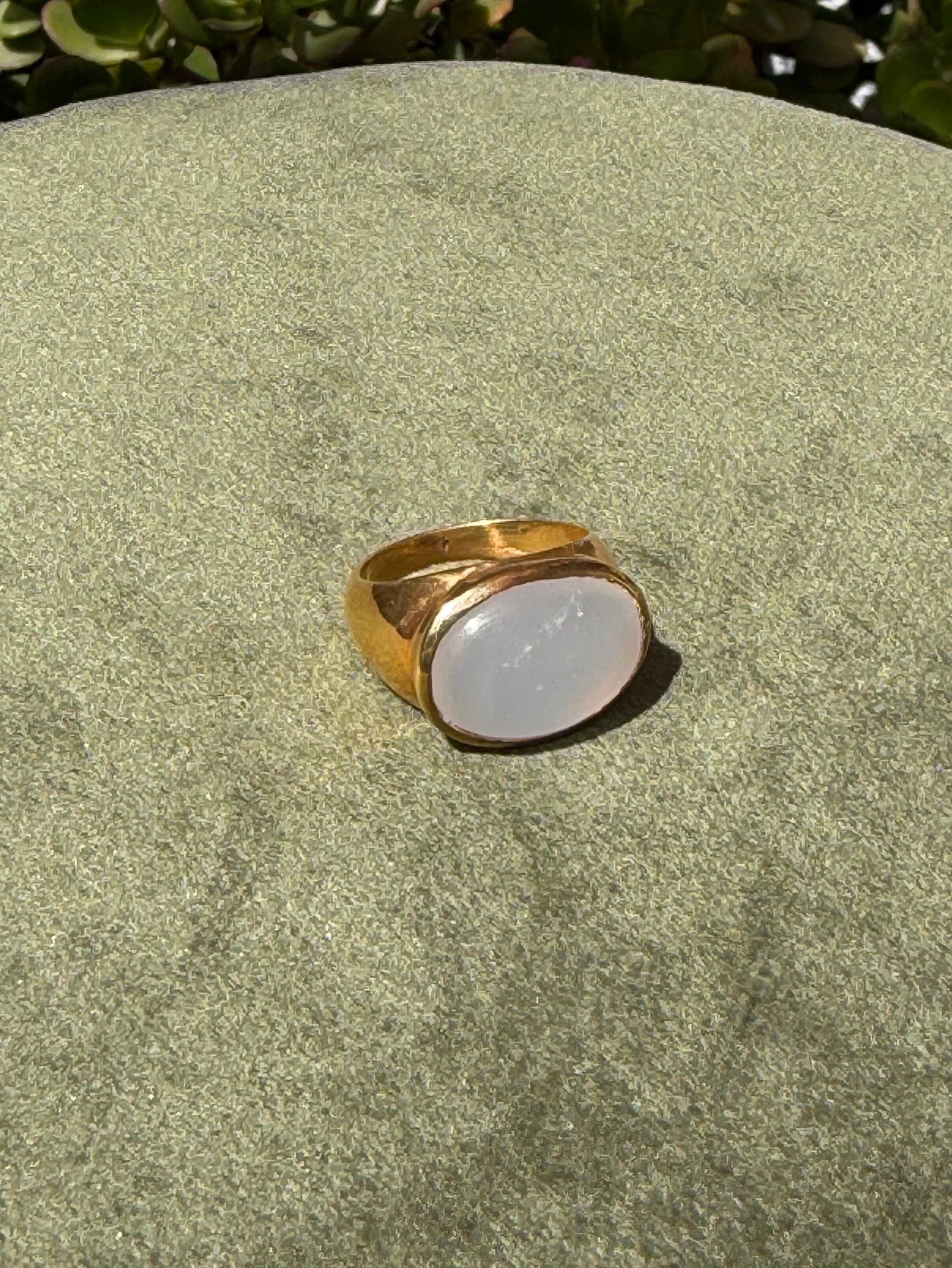 Luminous Moonstone Cabochon Ring — Gold-Plated Sterling Silver