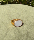 Luminous Moonstone Cabochon Ring — Gold-Plated Sterling Silver