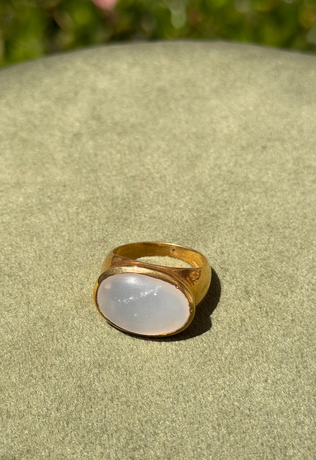 Luminous Moonstone Cabochon Ring — Gold-Plated Sterling Silver