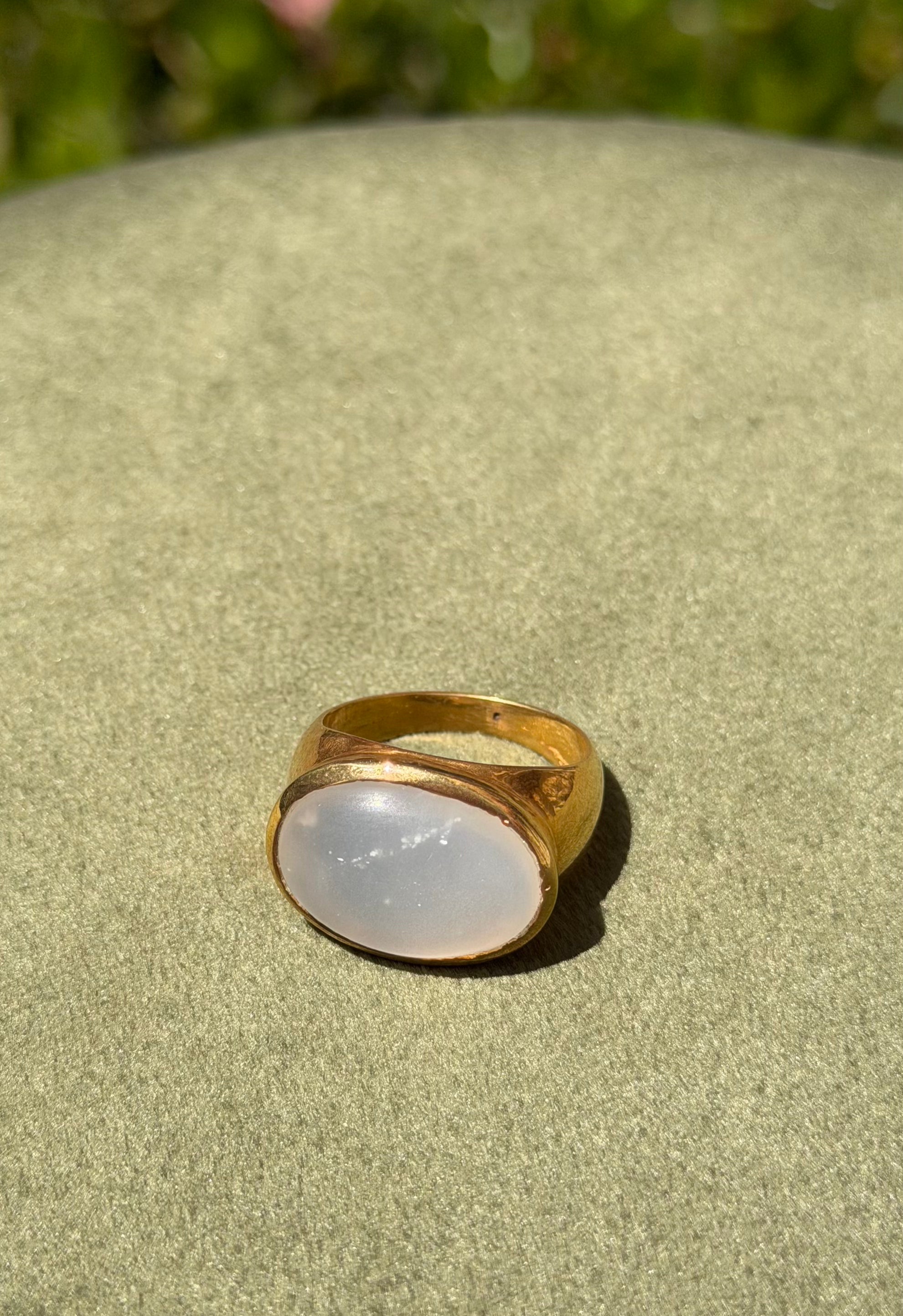 Luminous Moonstone Cabochon Ring — Gold-Plated Sterling Silver