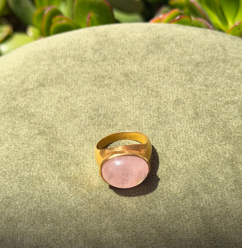 Blush Morganite Cabochon Ring — Gold-Plated Sterling Silver