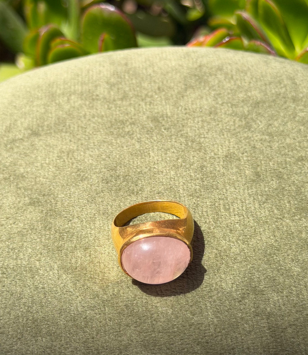 Blush Morganite Cabochon Ring — Gold-Plated Sterling Silver