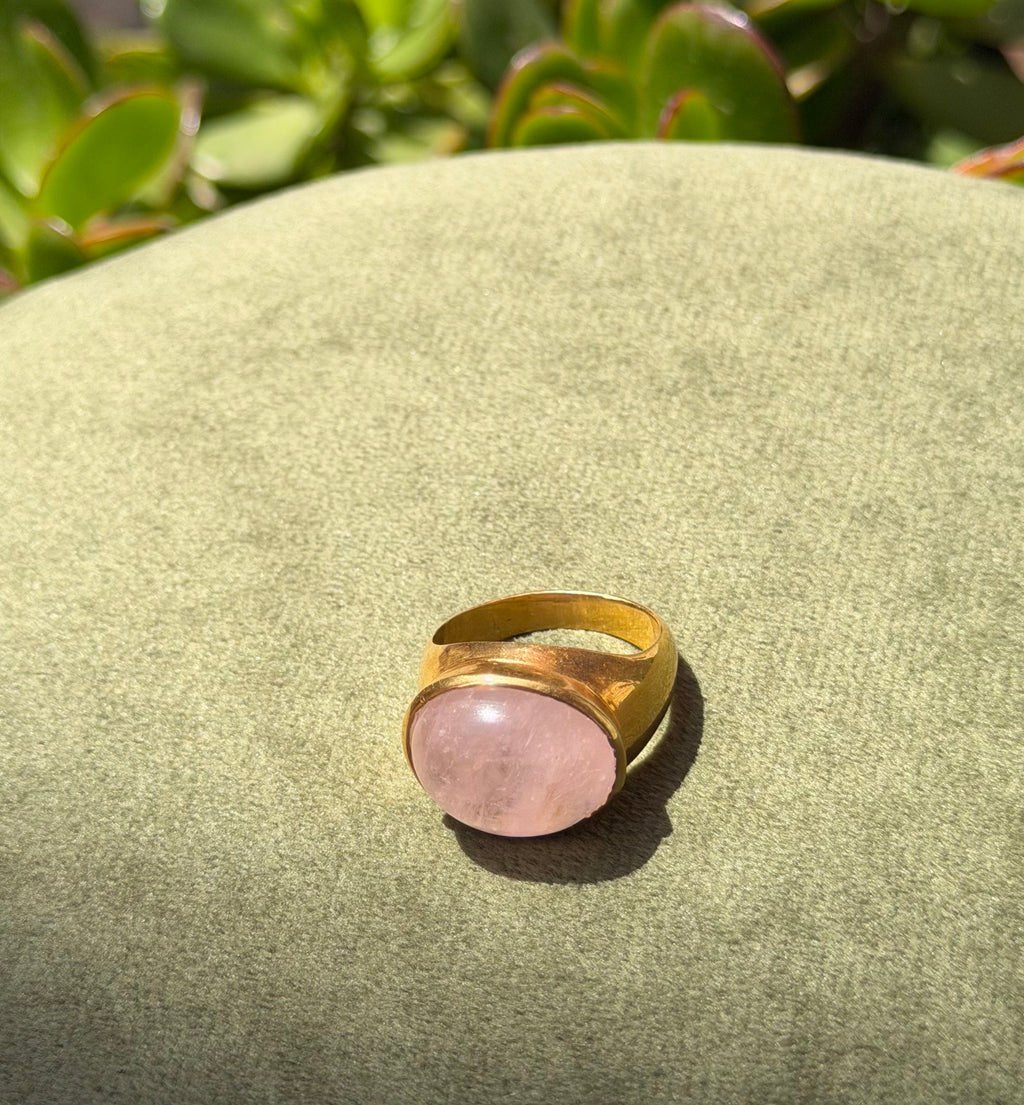 Blush Morganite Cabochon Ring — Gold-Plated Sterling Silver