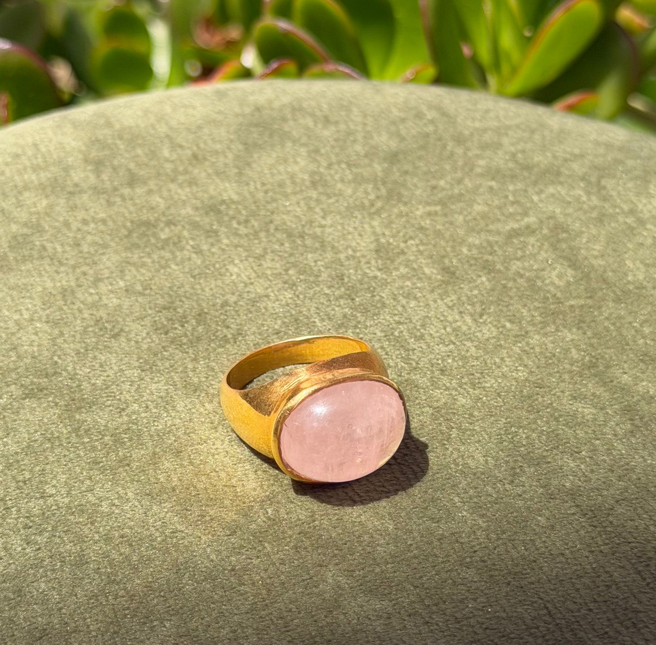Blush Morganite Cabochon Ring — Gold-Plated Sterling Silver