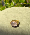 Soft Rose Quartz Cabochon Ring — Gold‑Plated Sterling Silver