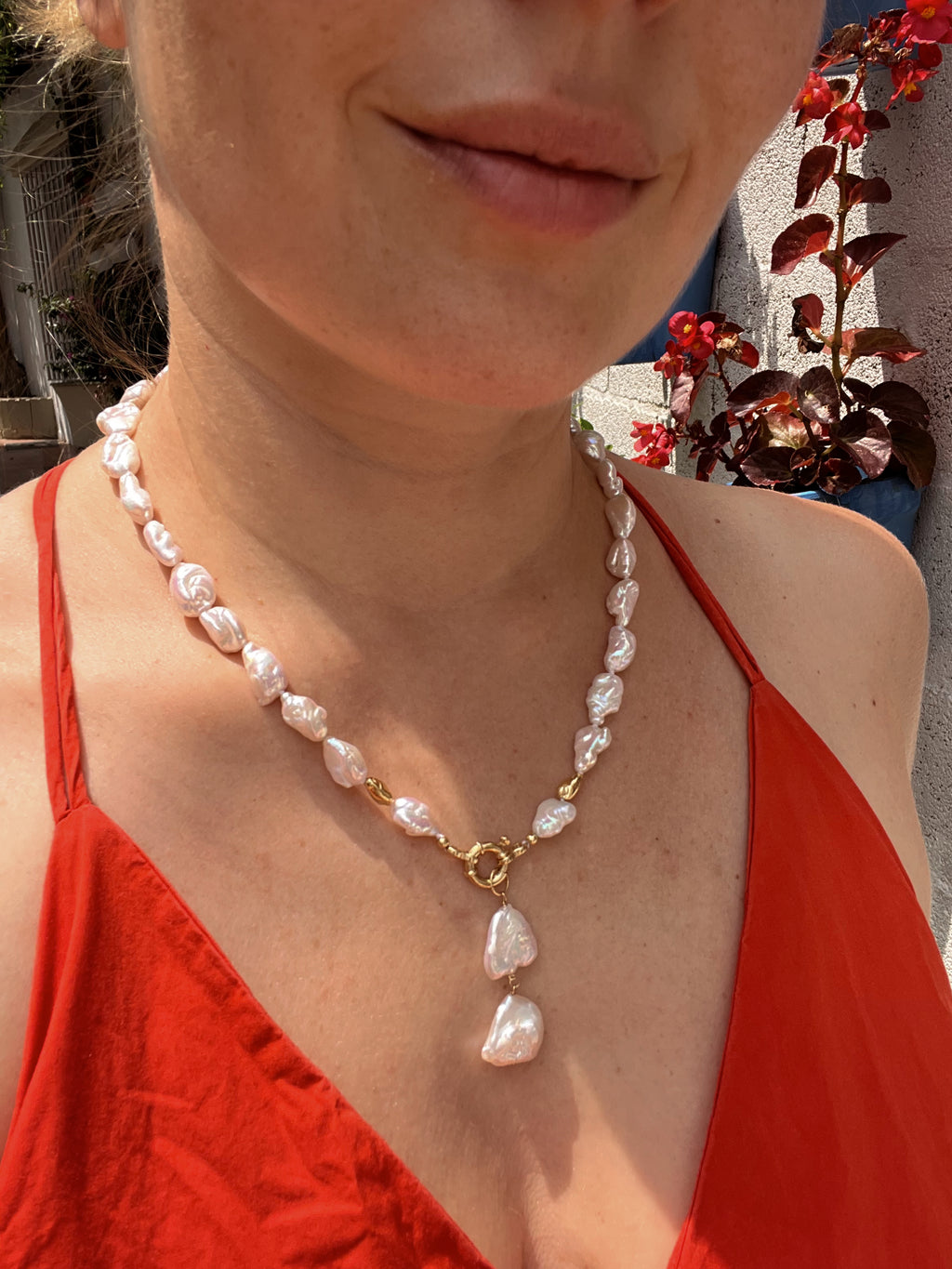 Keshi Pearls Lariat Necklace