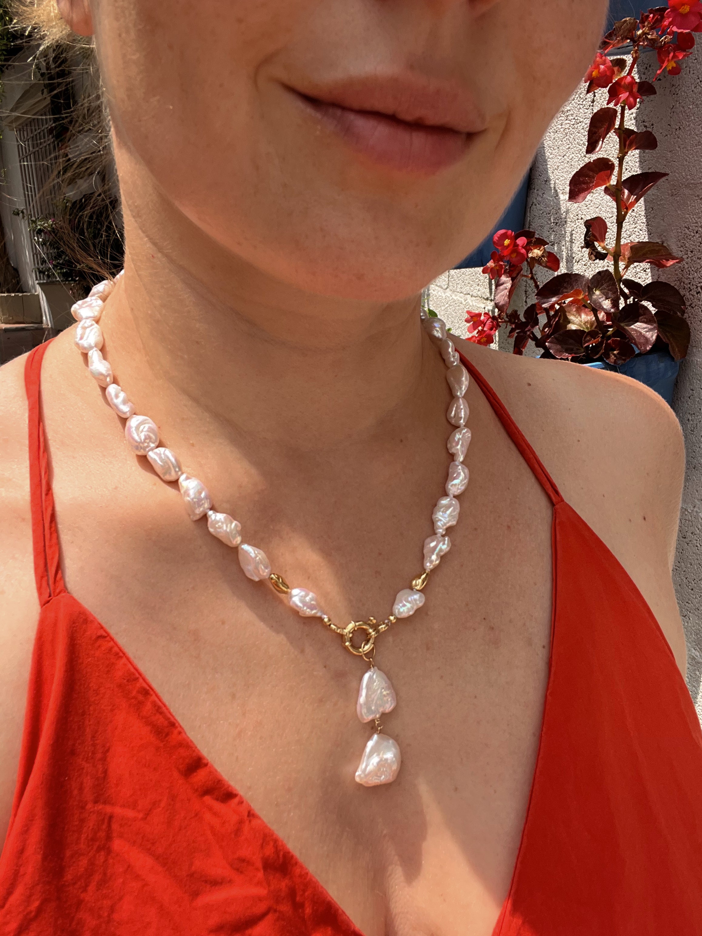 Keshi Pearls Lariat Necklace