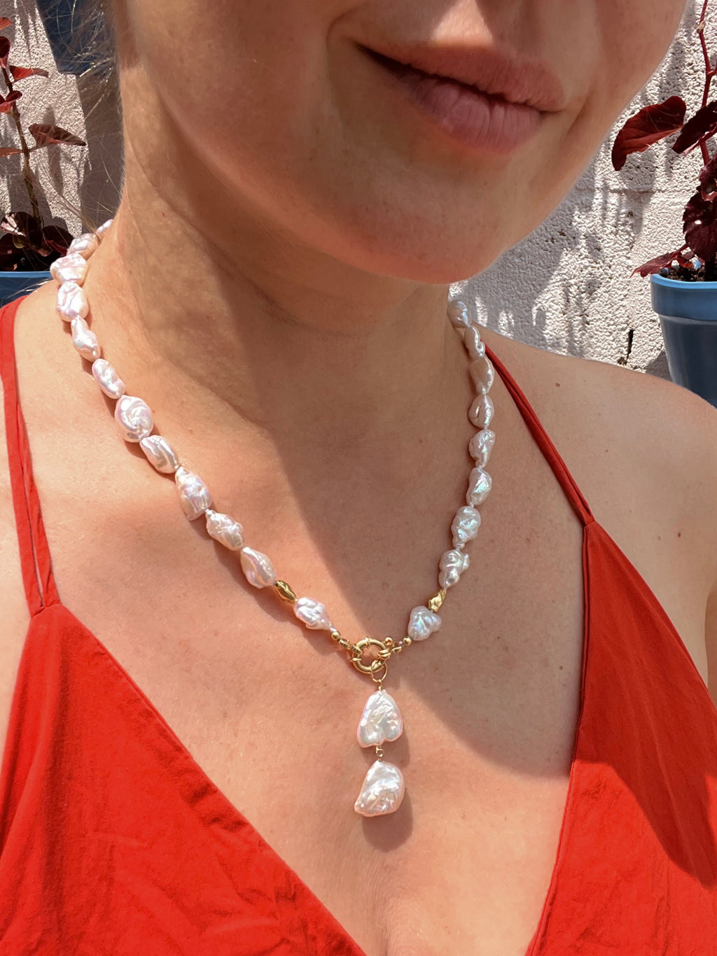 Keshi Pearls Lariat Necklace