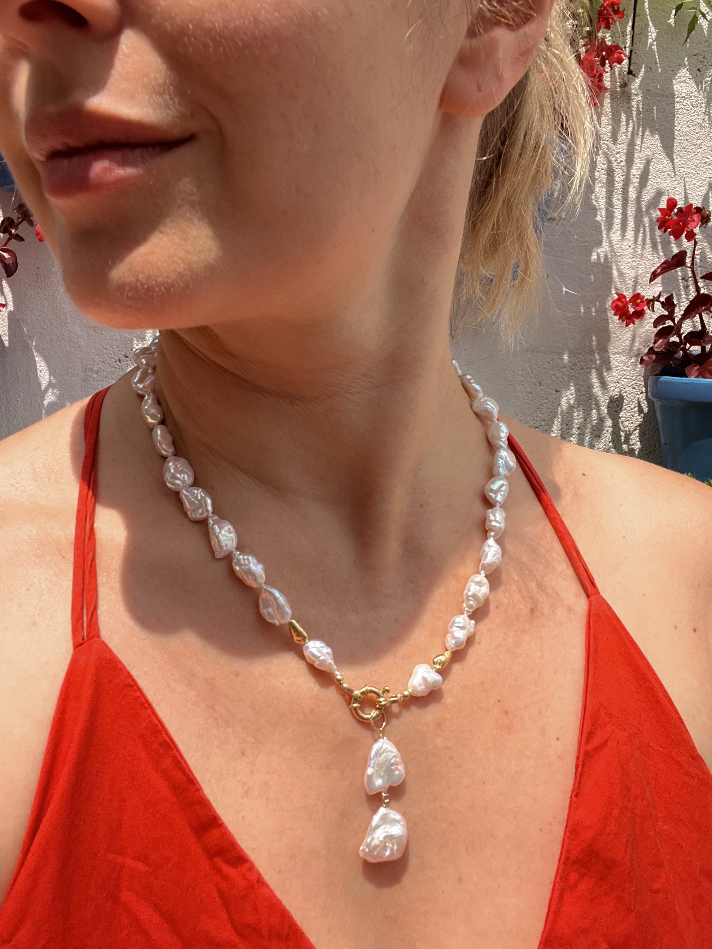 Keshi Pearls Lariat Necklace