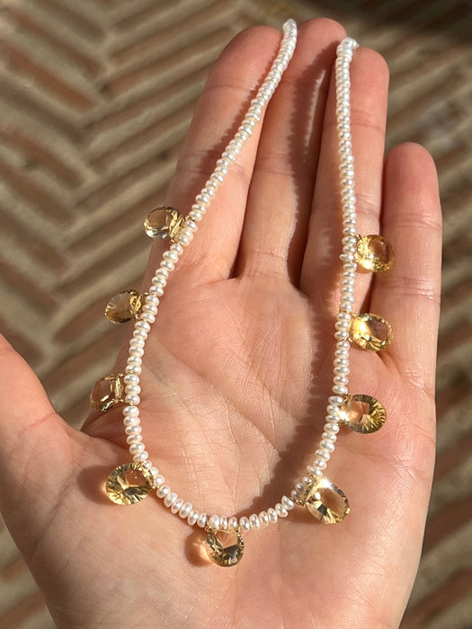Citrine And Pearl Necklace Leyla Beaded Necklaces