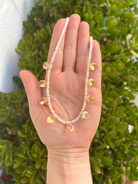 Citrine And Pearl Necklace Leyla Beaded Necklaces