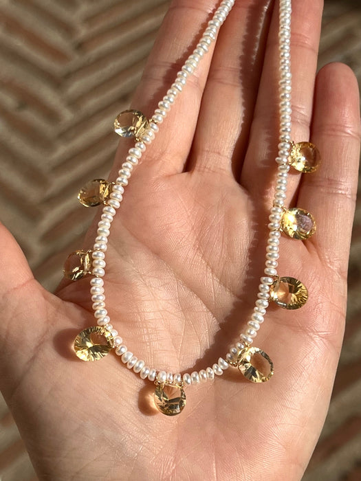 Citrine And Pearl Necklace Leyla Beaded Necklaces