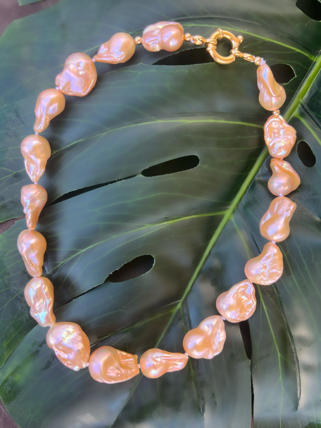 Golden Baroque Pearl Necklace Aurora Beaded Necklaces