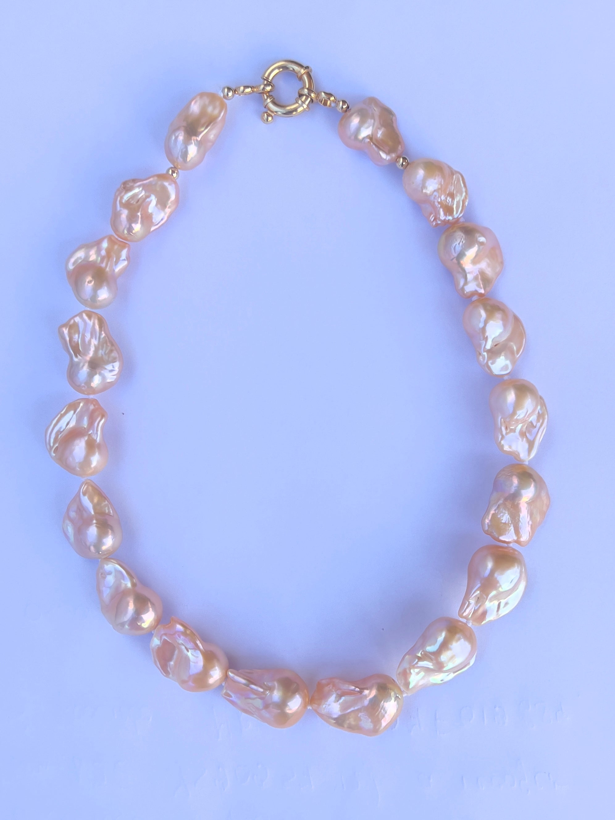 Golden Baroque Pearl Necklace Aurora Beaded Necklaces