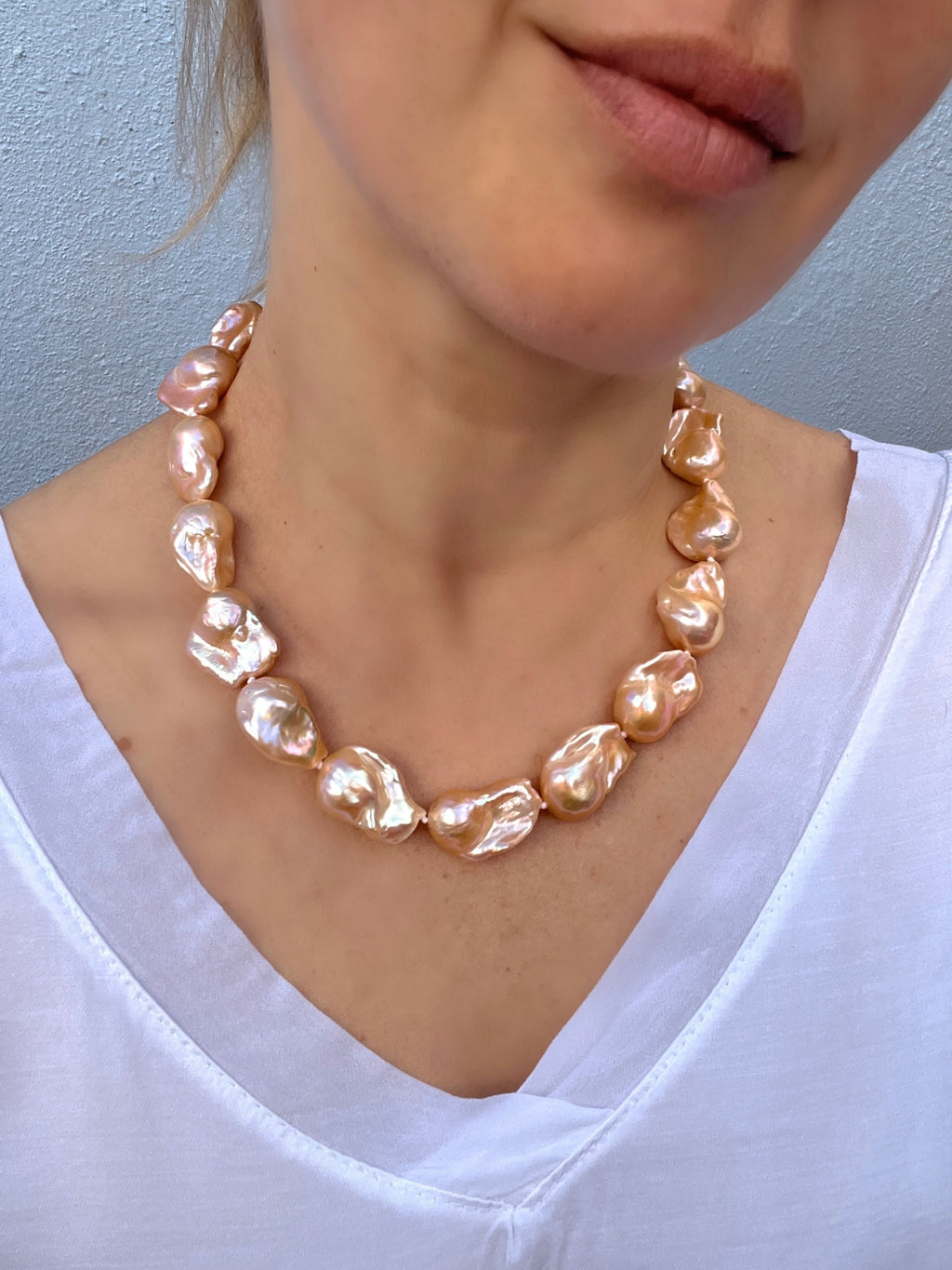Golden Baroque Pearl Necklace Aurora Beaded Necklaces