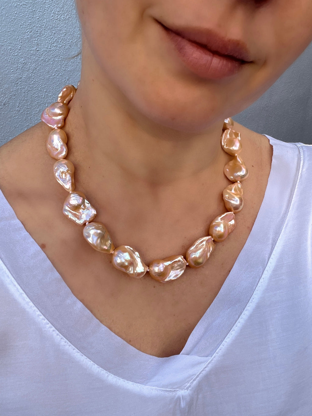 Golden Baroque Pearl Necklace Aurora Beaded Necklaces