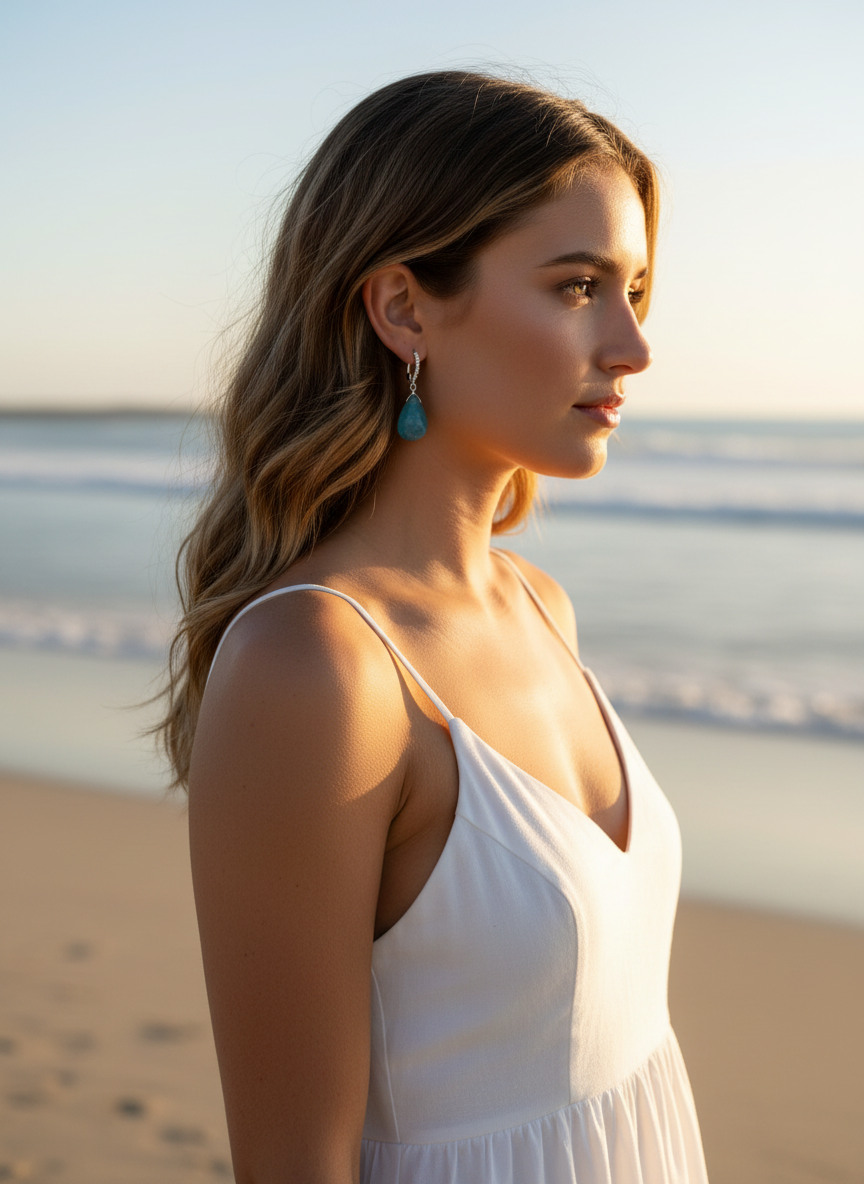 Aquamarine Dangle Earrings in Sterling Silver