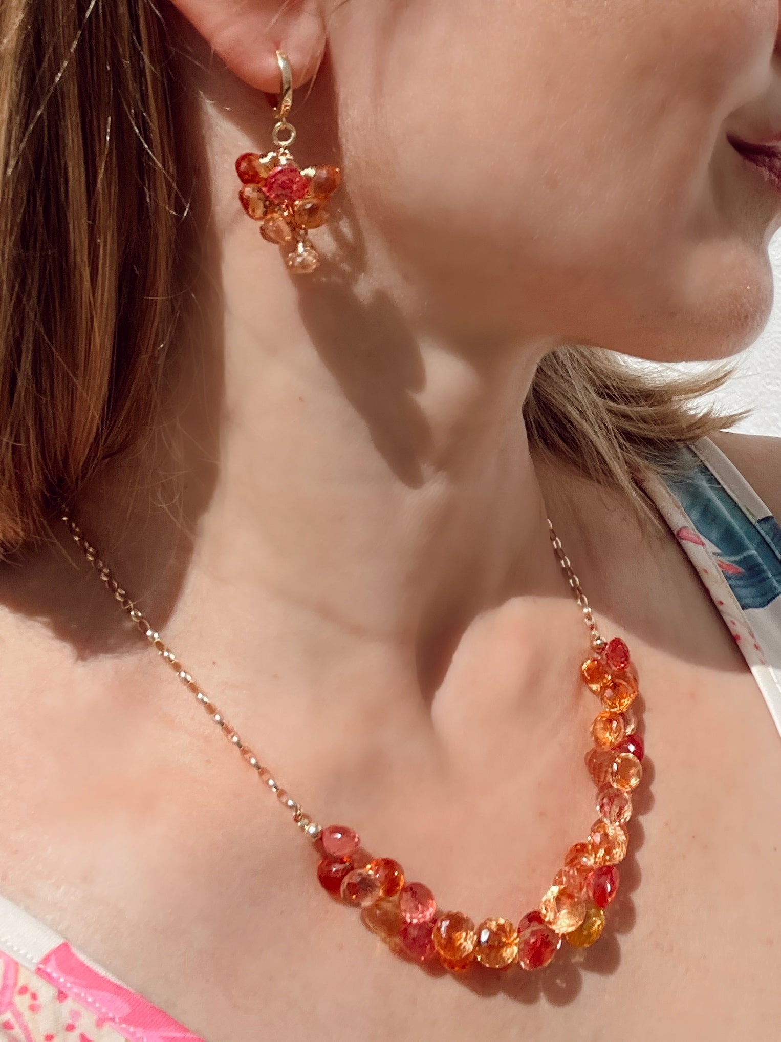 Padparadscha Sapphire Dangle Earrings
