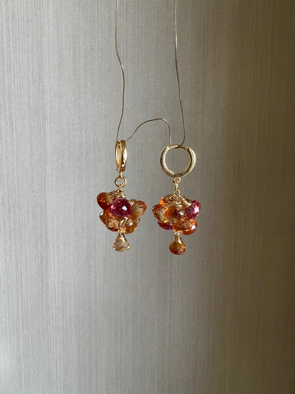 Padparadscha Sapphire Dangle Earrings