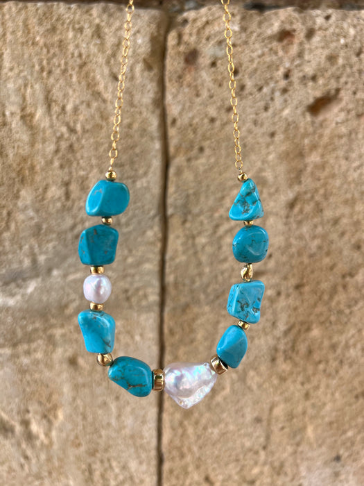 Natural Turquoise Statement Necklace Menorca