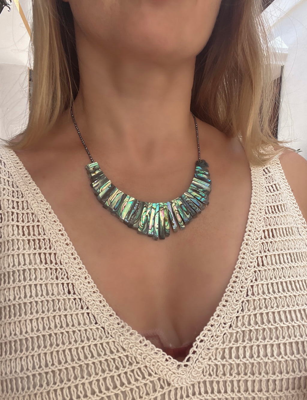 Abalone Shell Statement Necklace Dama De Noche