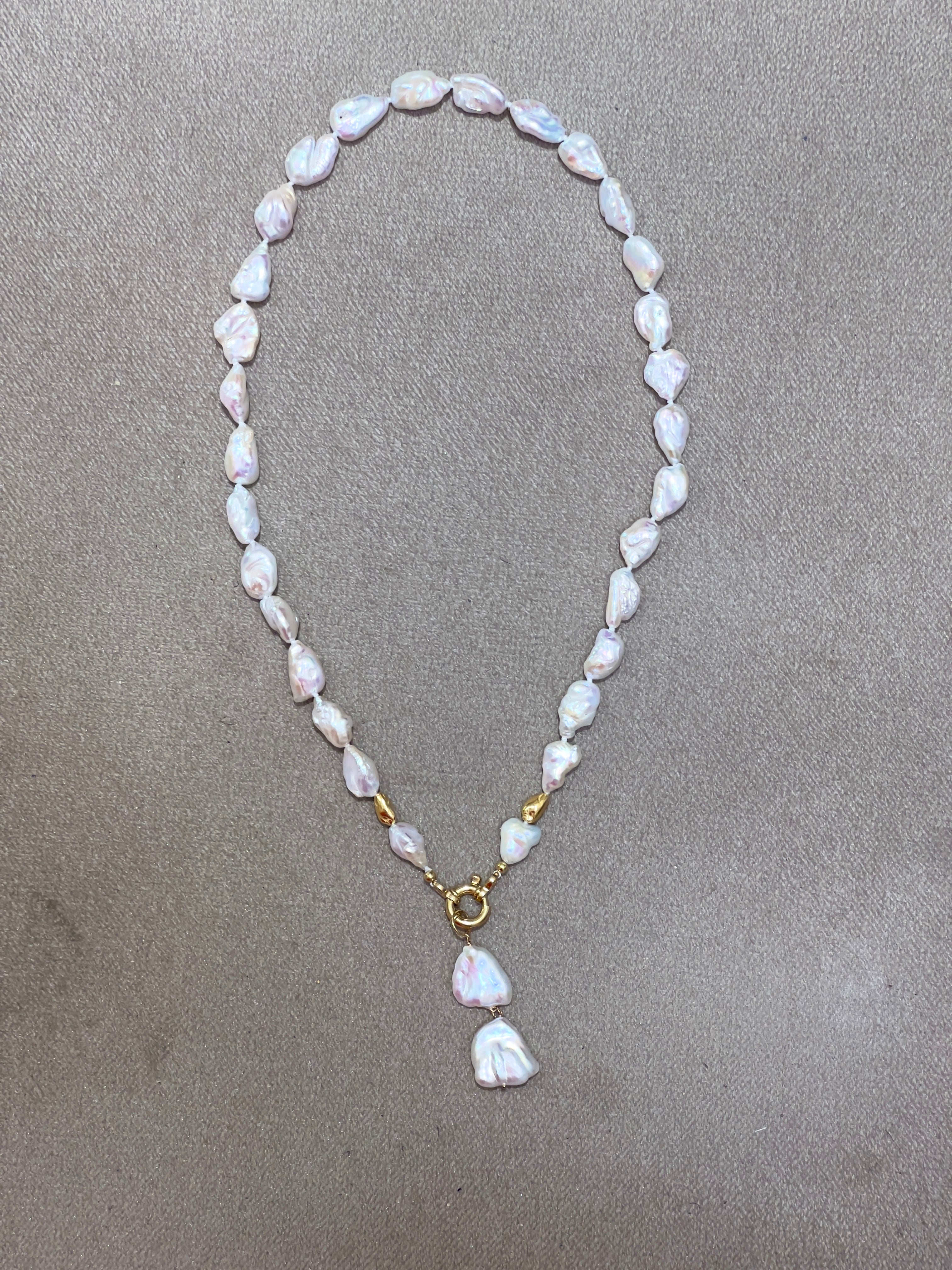 Keshi Pearls Lariat Necklace