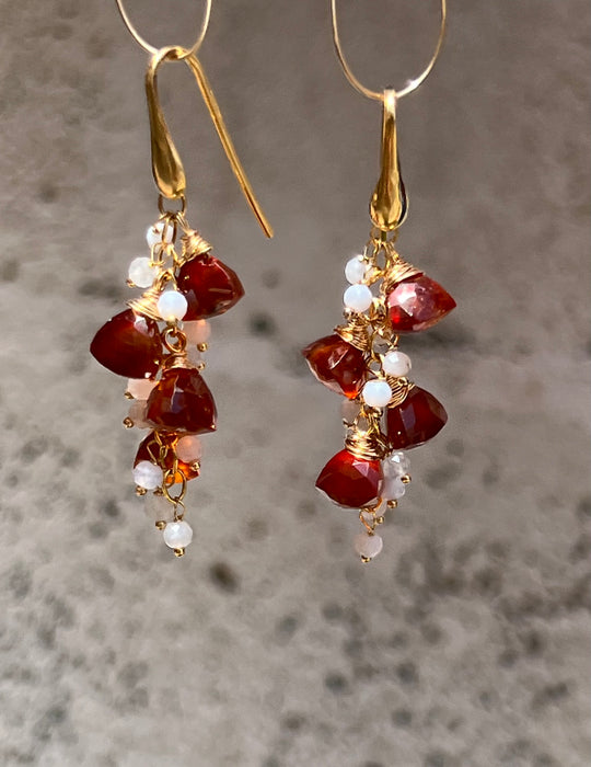 Garnet and Lace Agate Dangle earrings
