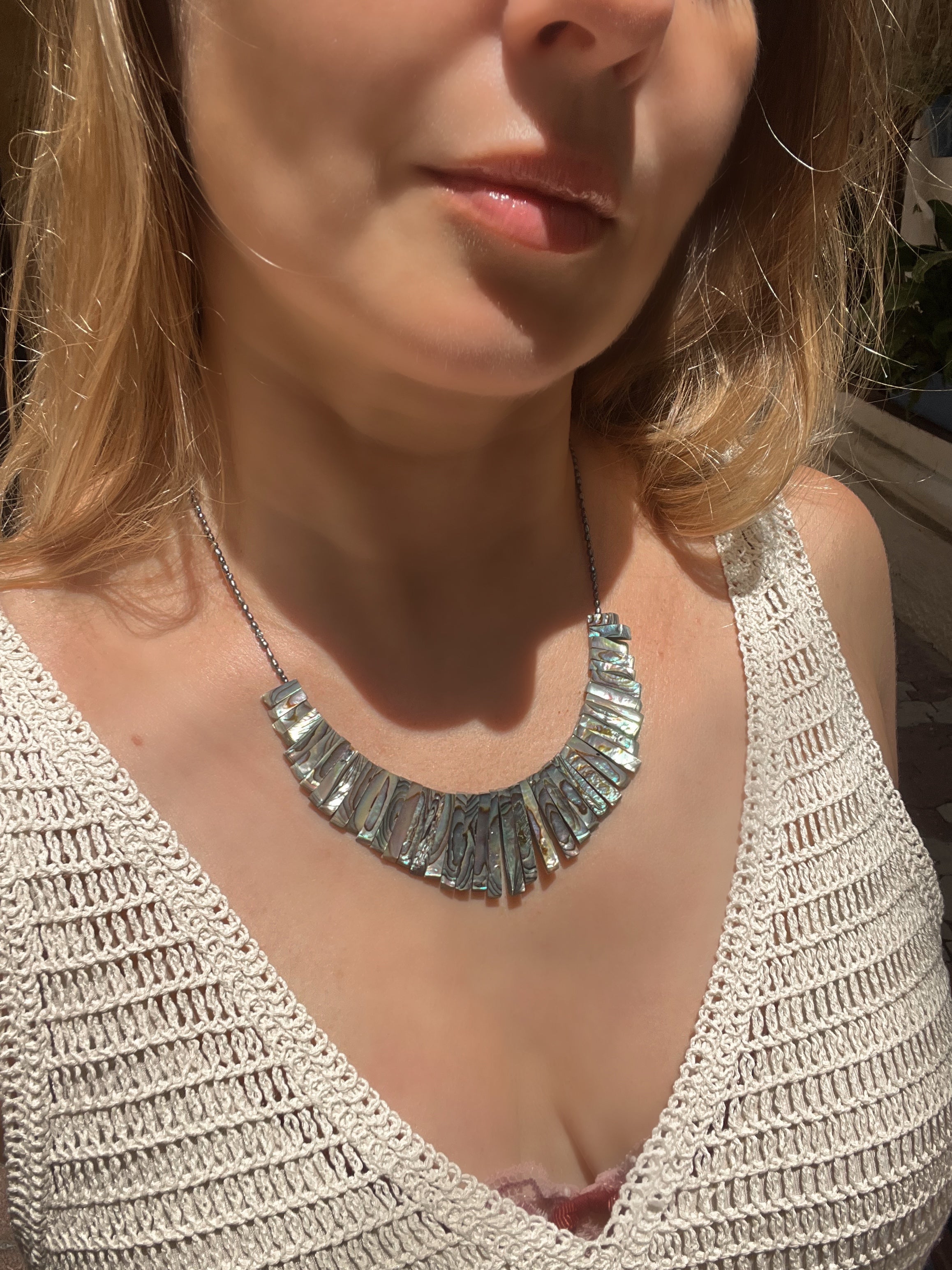Abalone Shell Statement Necklace Dama De Noche