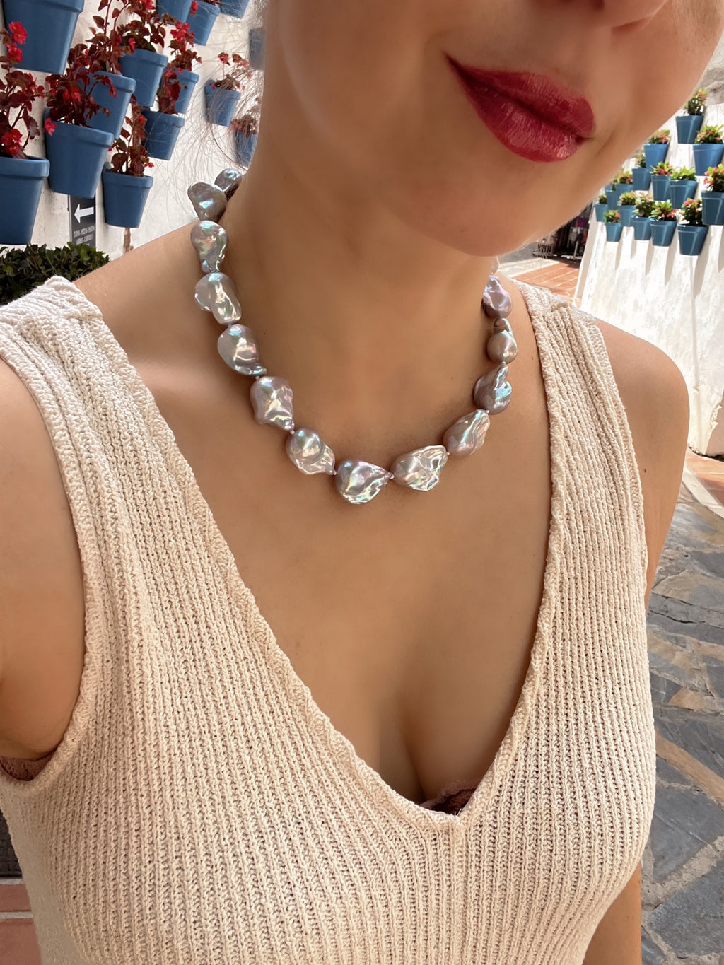 Grey Baroque Pearl Necklace