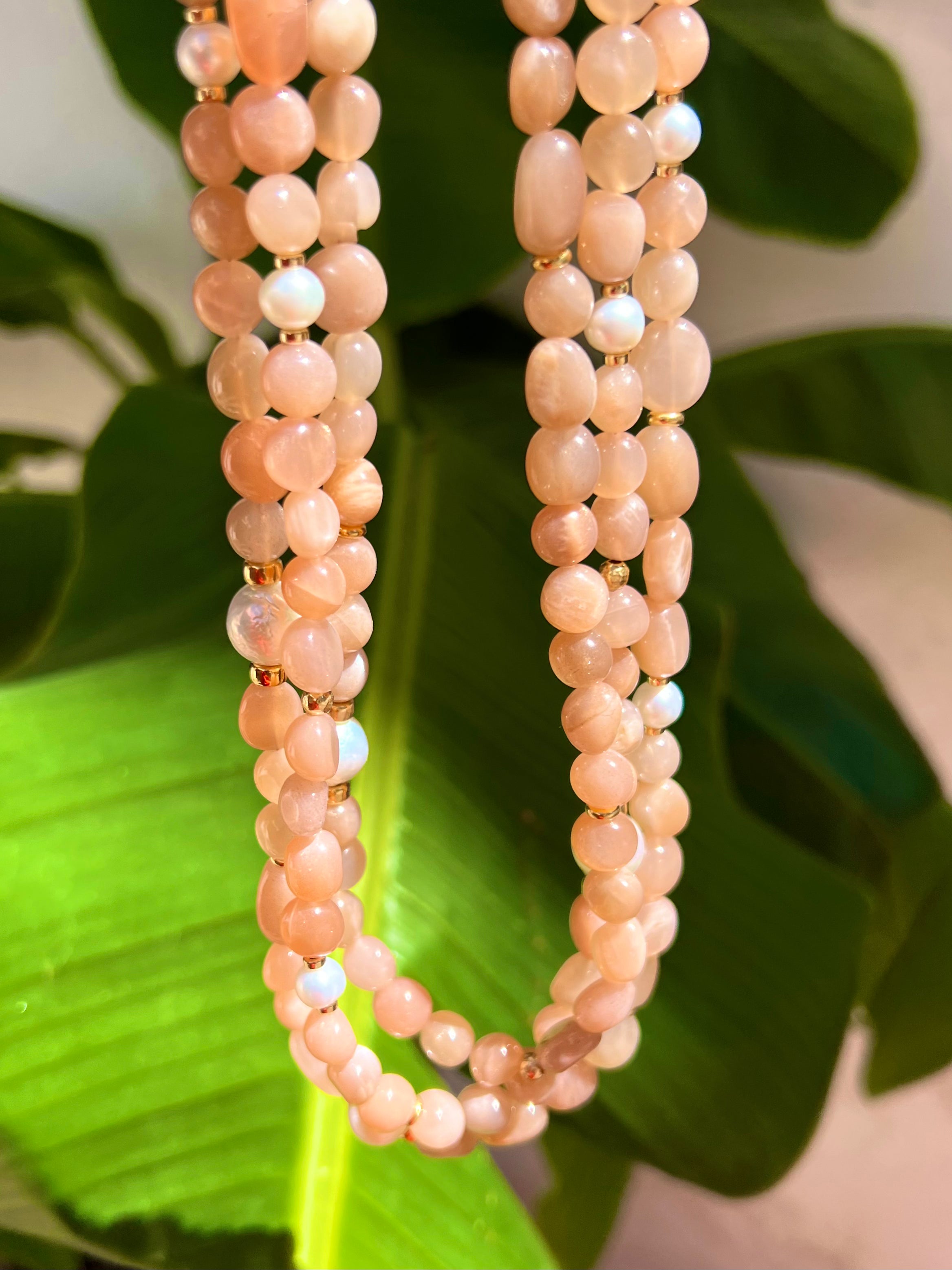 Baroque Peach Moonstone Necklace