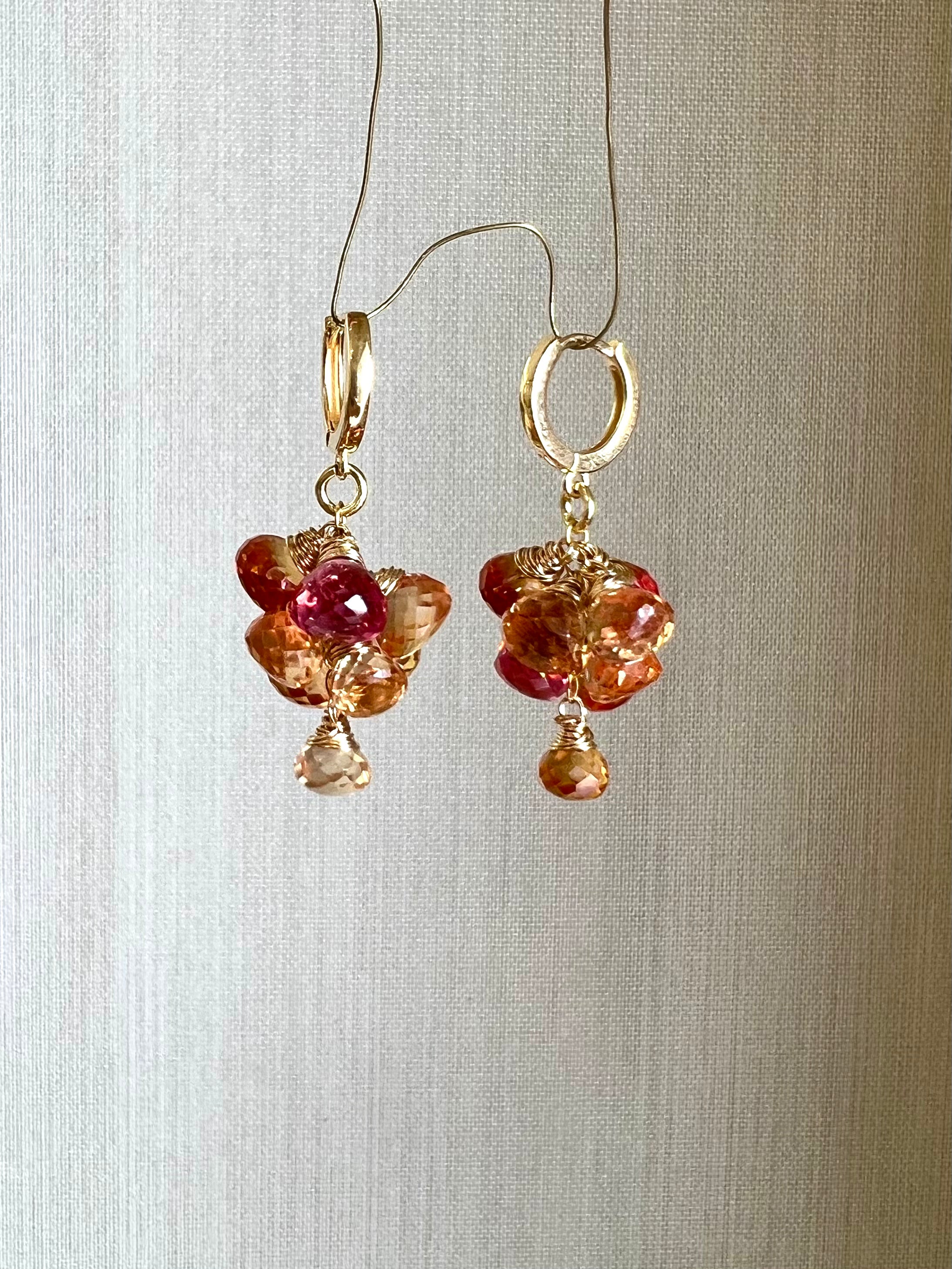 Padparadscha Sapphire Dangle Earrings