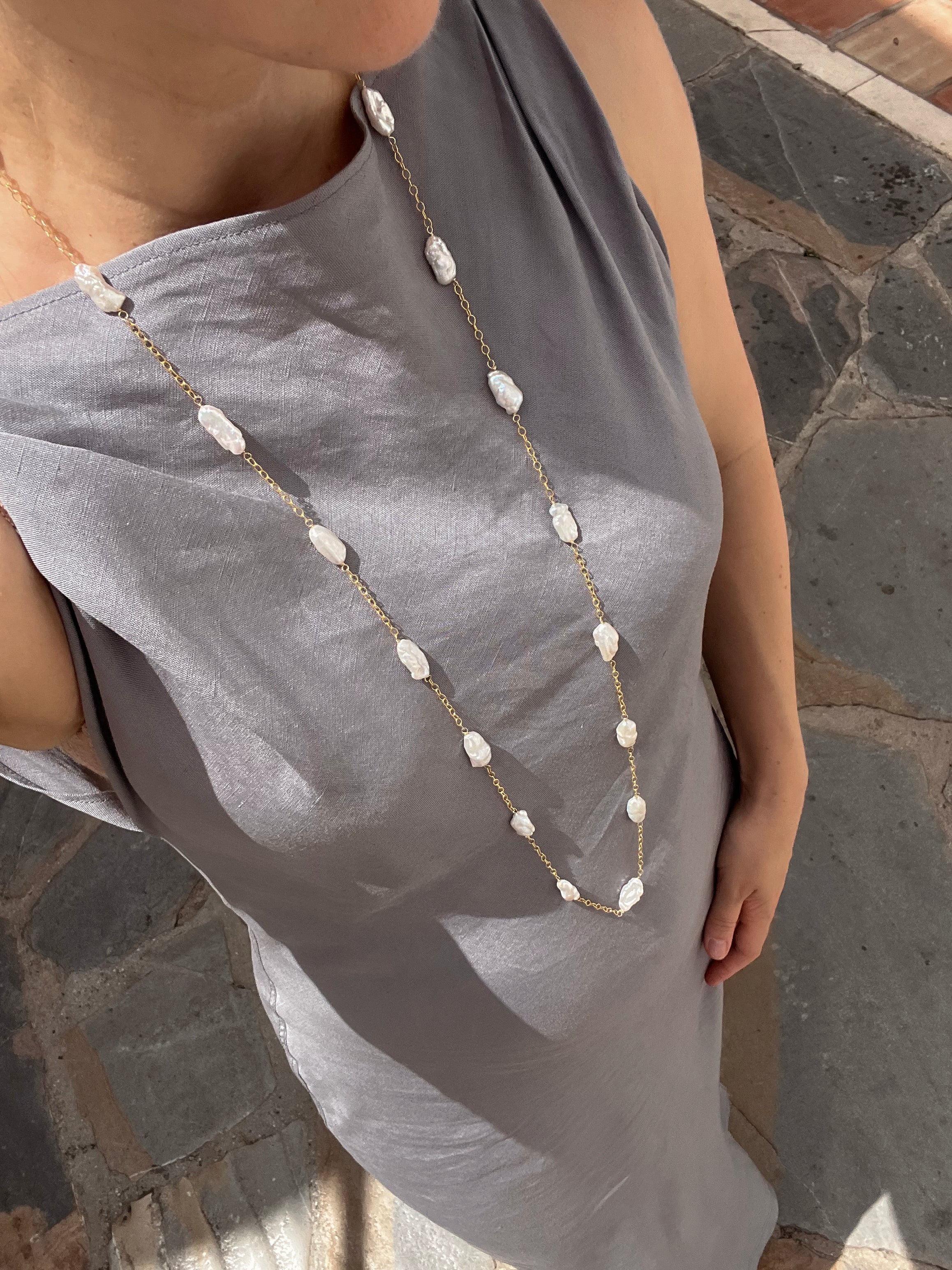Long Keshi Pearl Chain