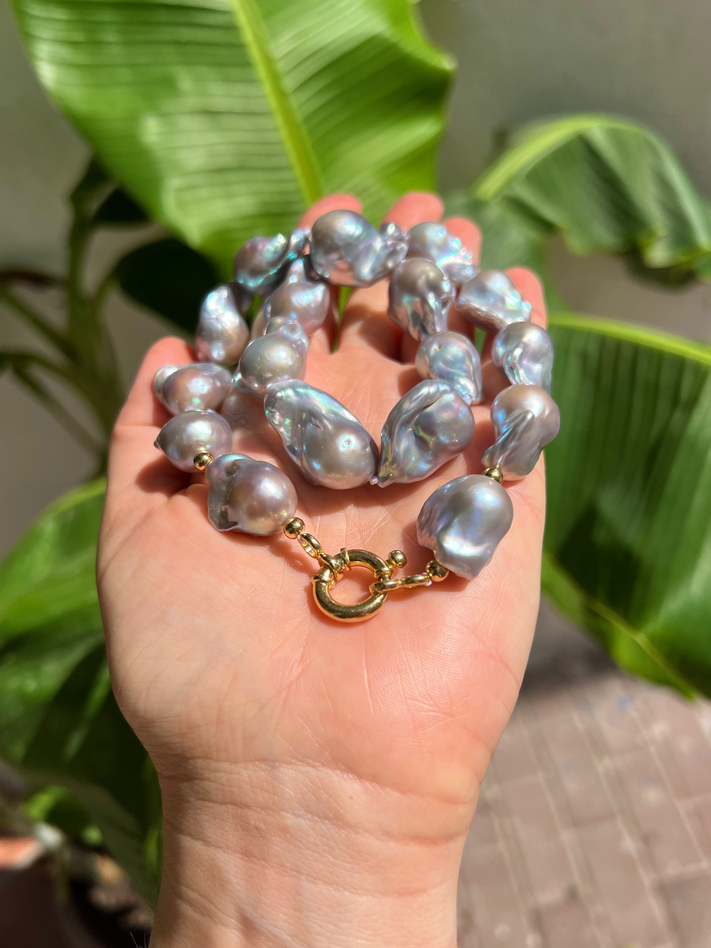 Grey Baroque Pearl Necklace